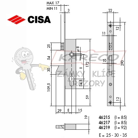  | Rozměrové schéma CISA 46219-25-0