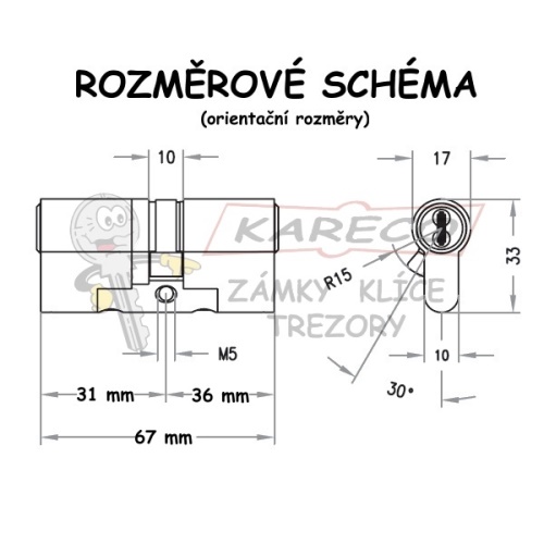  | Rozměrové schéma EVVA EPSxp 31/36