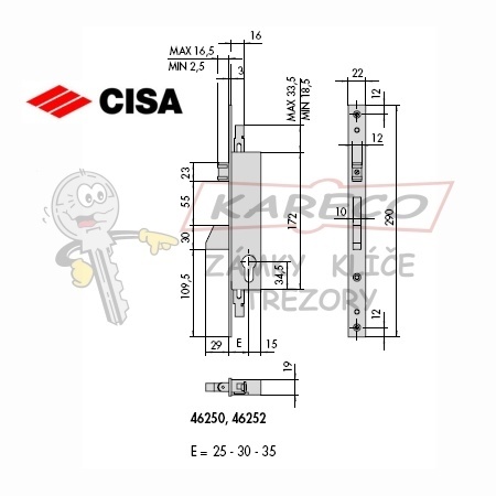  | Rozměrové schéma CISA 46250-30-0
