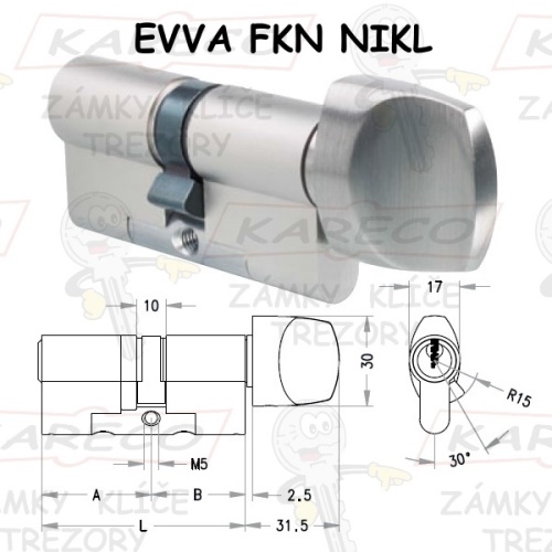 Cylindrická vložka EVVA ICS 31/91mm SYMO 5 klíčů 