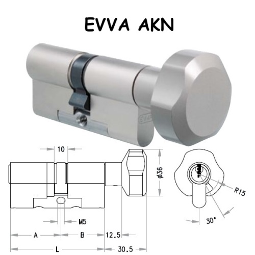 Cylindrická vložka EVVA EPSxp 27/36mm 3 klíče EK207