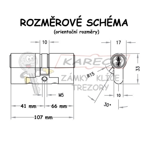  | Rozměrové schéma EVVA MCS 41/66