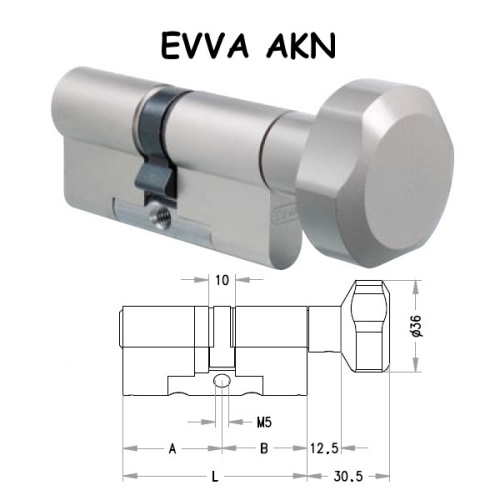 Cylindrická vložka EVVA EPS 36/51mm SYMO 3 klíče EK207
