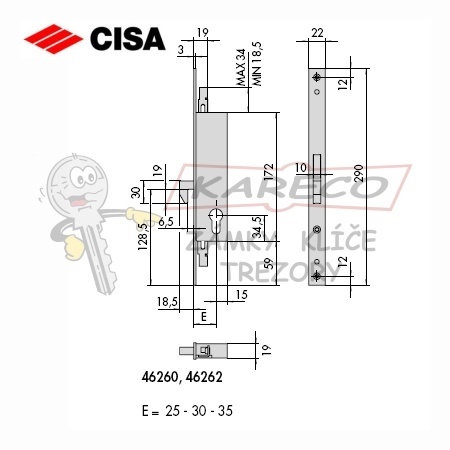  | Rozměrové schéma CISA 46260-35-0