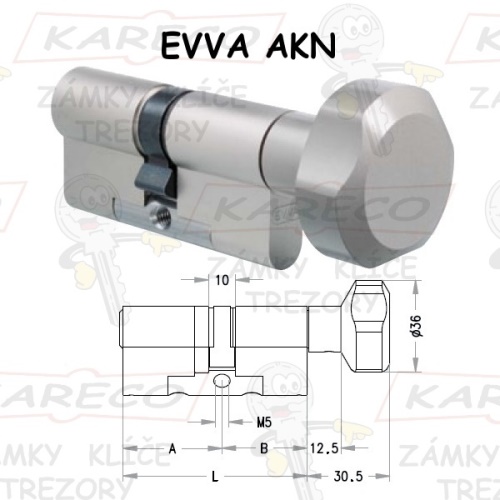 Cylindrická vložka EVVA MCS 31/41 4 klíče (70mm/30+40)