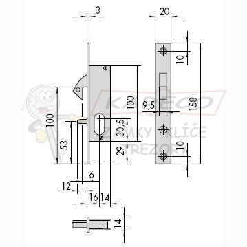  | Rozměrové schéma CISA 45027-16