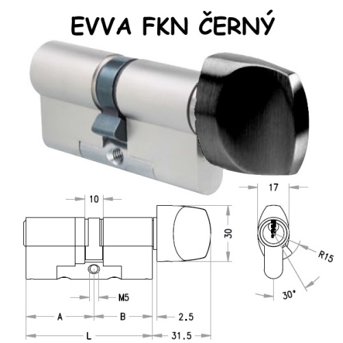 Cylindrická vložka EVVA G330 36/36 5 klíčů 17T