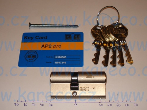 Cylindrická vložka GEGE AP2pro 30+35 5 klíčů (65mm/30+35) | Cylindrická vložka GEGE AP2 PRO 30-35