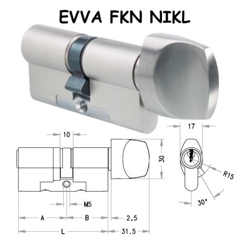 Cylindrická vložka EVVA 4KS 31/86 5 klíčů
