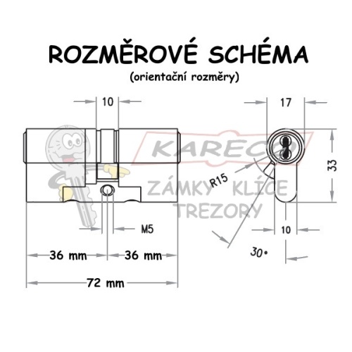  | Rozměrové schéma EVVA MCS 36/36