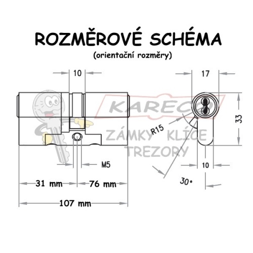  | Rozměrové schéma EVVA MCS 31/76