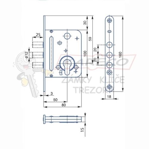  | Rozměrové schéma HOBES 2834C