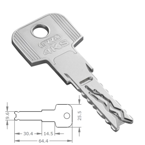  | Extra dlouhý klíč EVVA 4KS vyfrézovaný