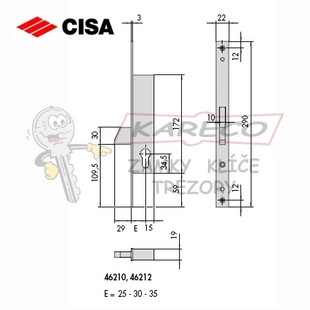  | Rozměrové schéma CISA 46210-25-0