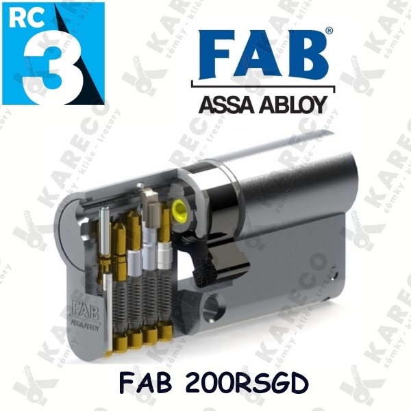 Cylindrická vložka FAB 200RSGD 30+65 3 klíče 