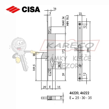  | Rozměrové schéma CISA 46220-35-0
