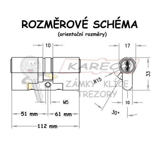  | Rozměrové schéma EVVA MCS 51/61